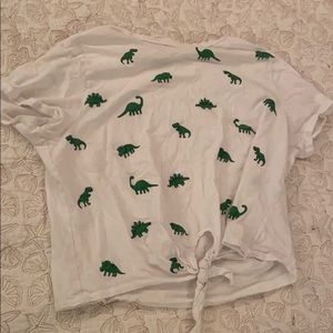 White cropped dinosaur tee